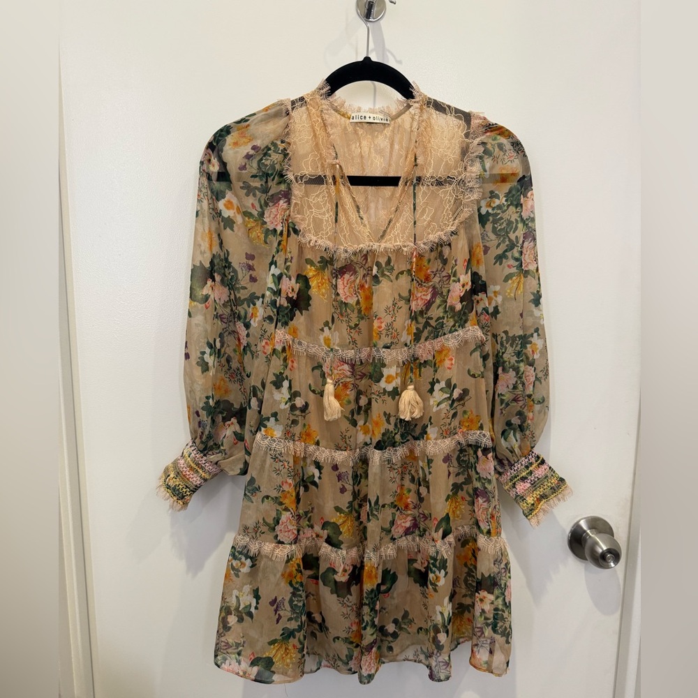 Alice + Olivia Multicolor Floral Long Sleeve Dress